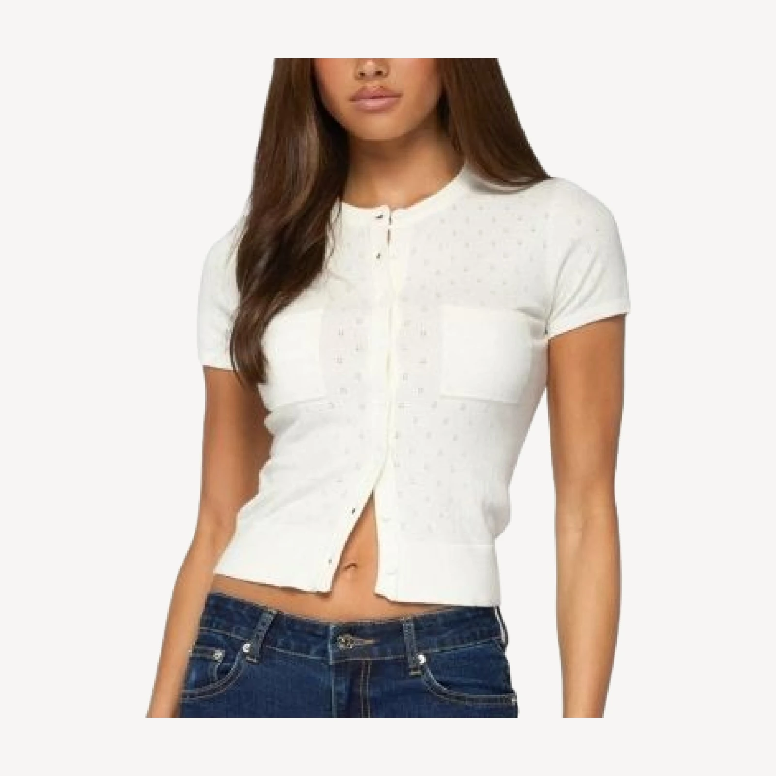 Edikted Kiyomi Knit Button Up Top