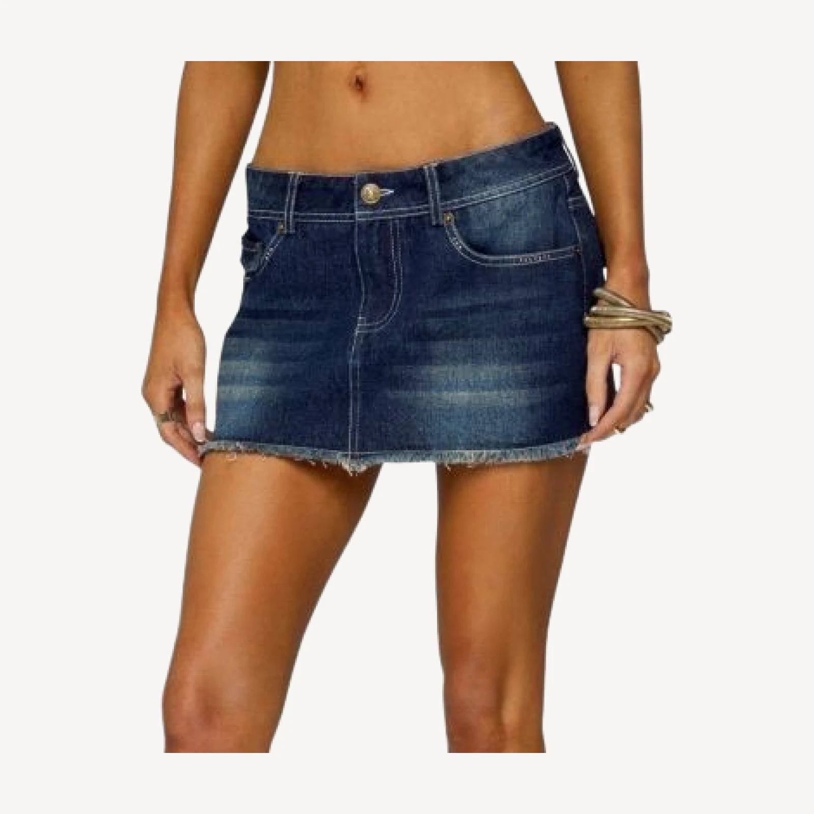 Edikted Dreya Embroidered Pocket Denim Mini Skirt