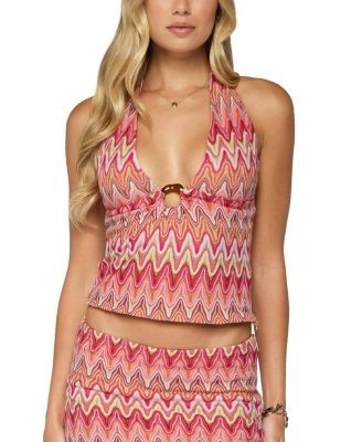 Edikted Saha Zigzag Crochet Halter Top