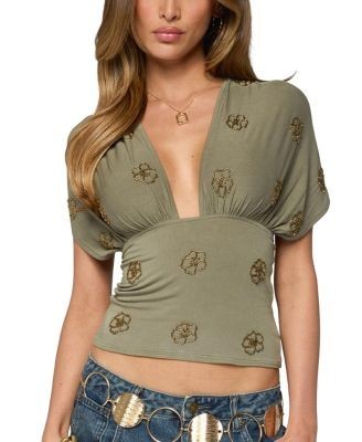 Edikted Ellora Beaded Flutter Tie Top