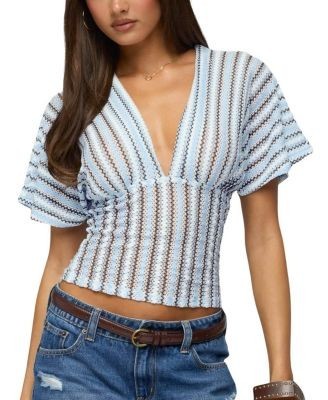 Edikted Alwyn Flutter Crochet Zigzag Top