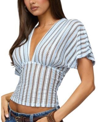 Edikted Alwyn Flutter Crochet Zigzag Top