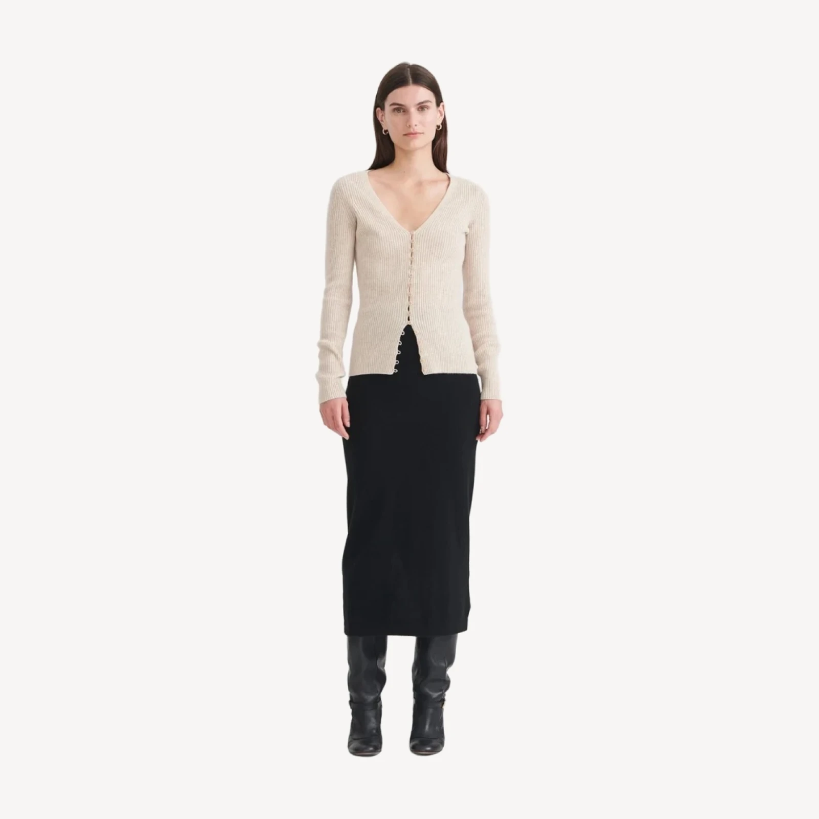 Signature Cashmere Button-Loop Cardigan