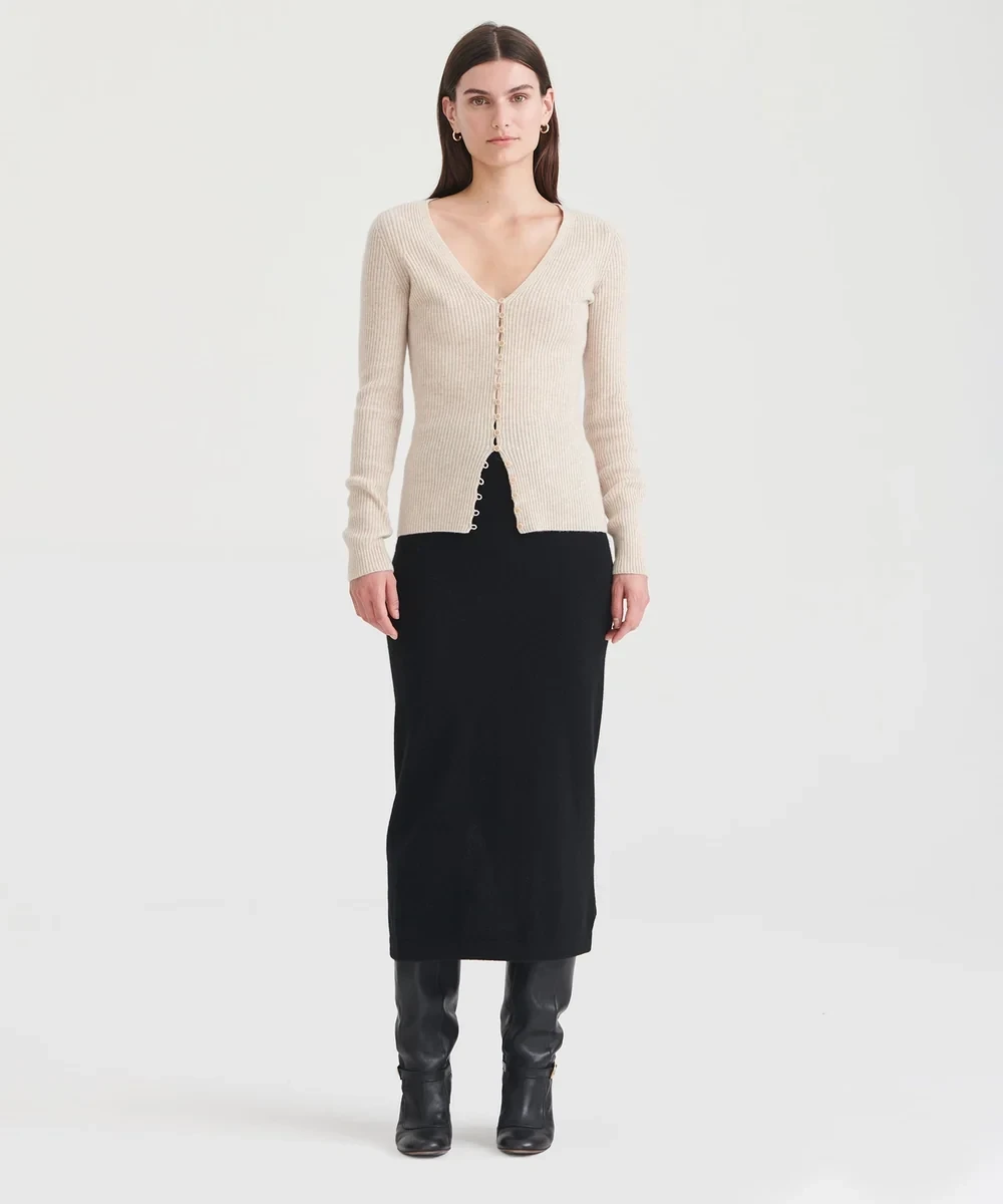 Signature Cashmere Button-Loop Cardigan