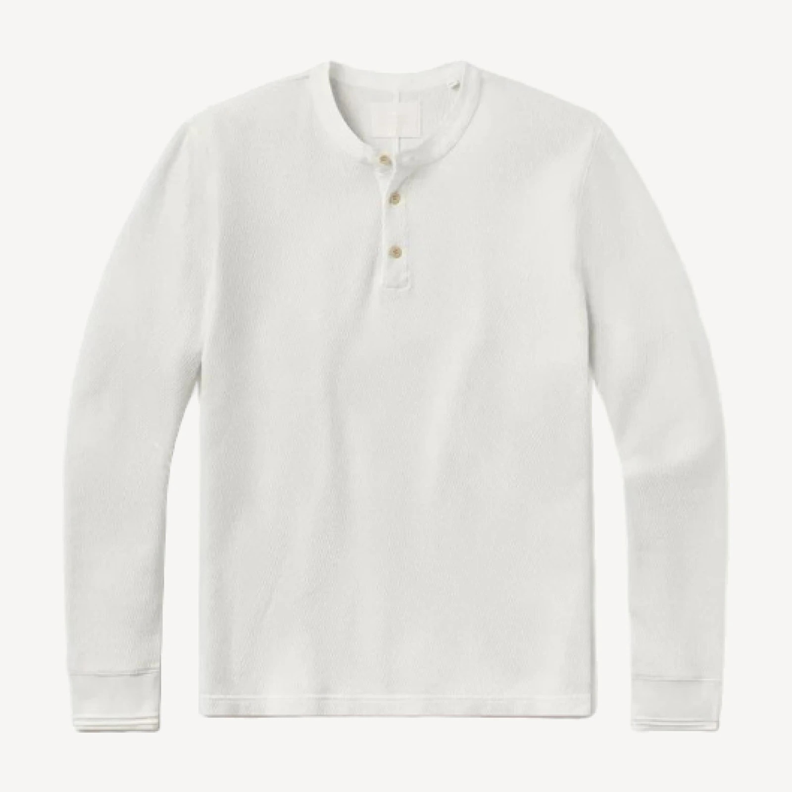 Waffle Three Button Henley in Plaster
