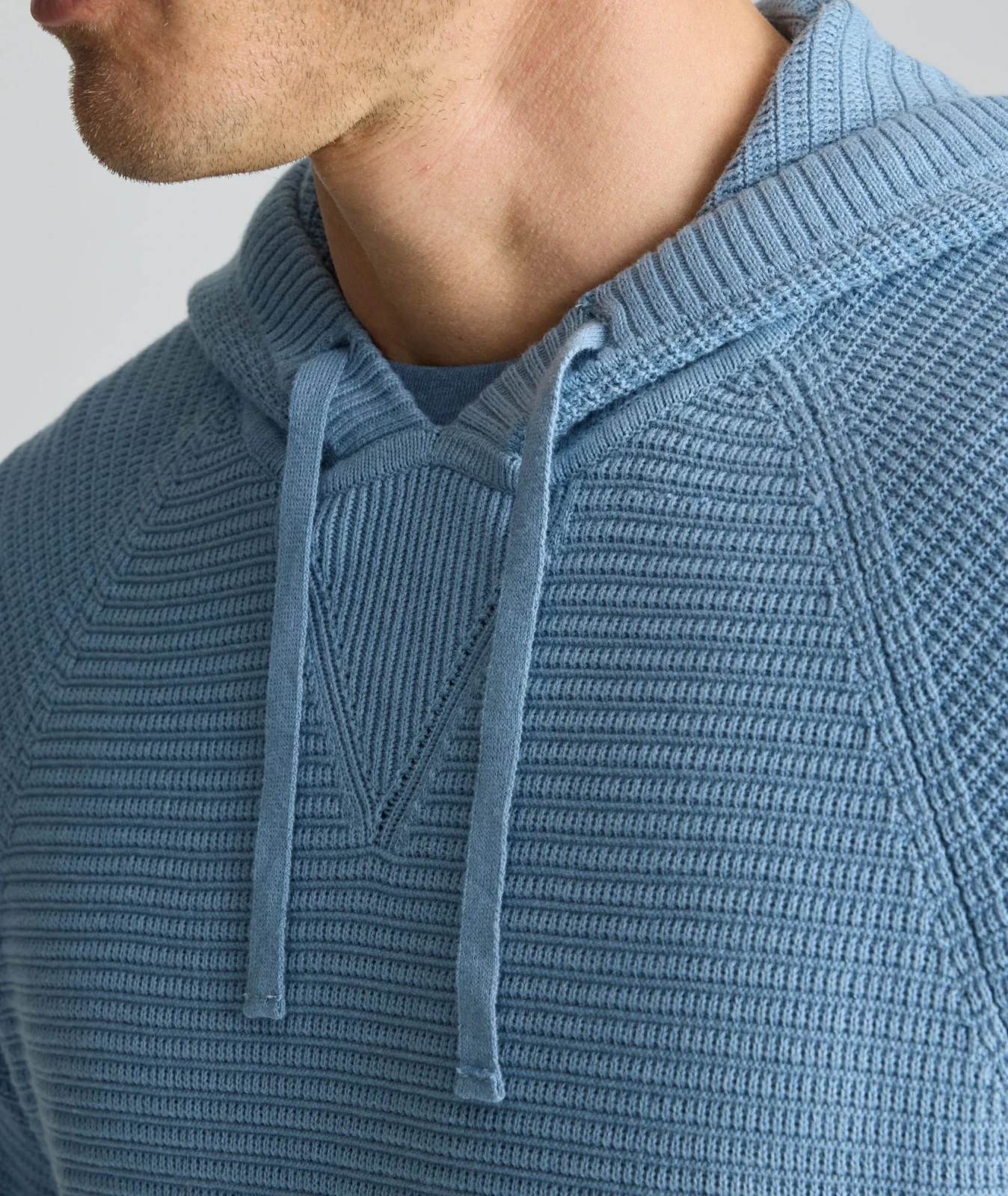 Waffle-Knit Hoodie Sweater