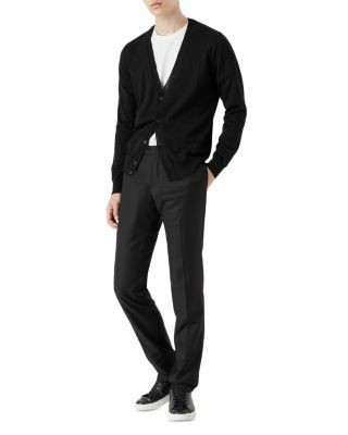 Armani Wool Solid Slim Fit V Neck Cardigan