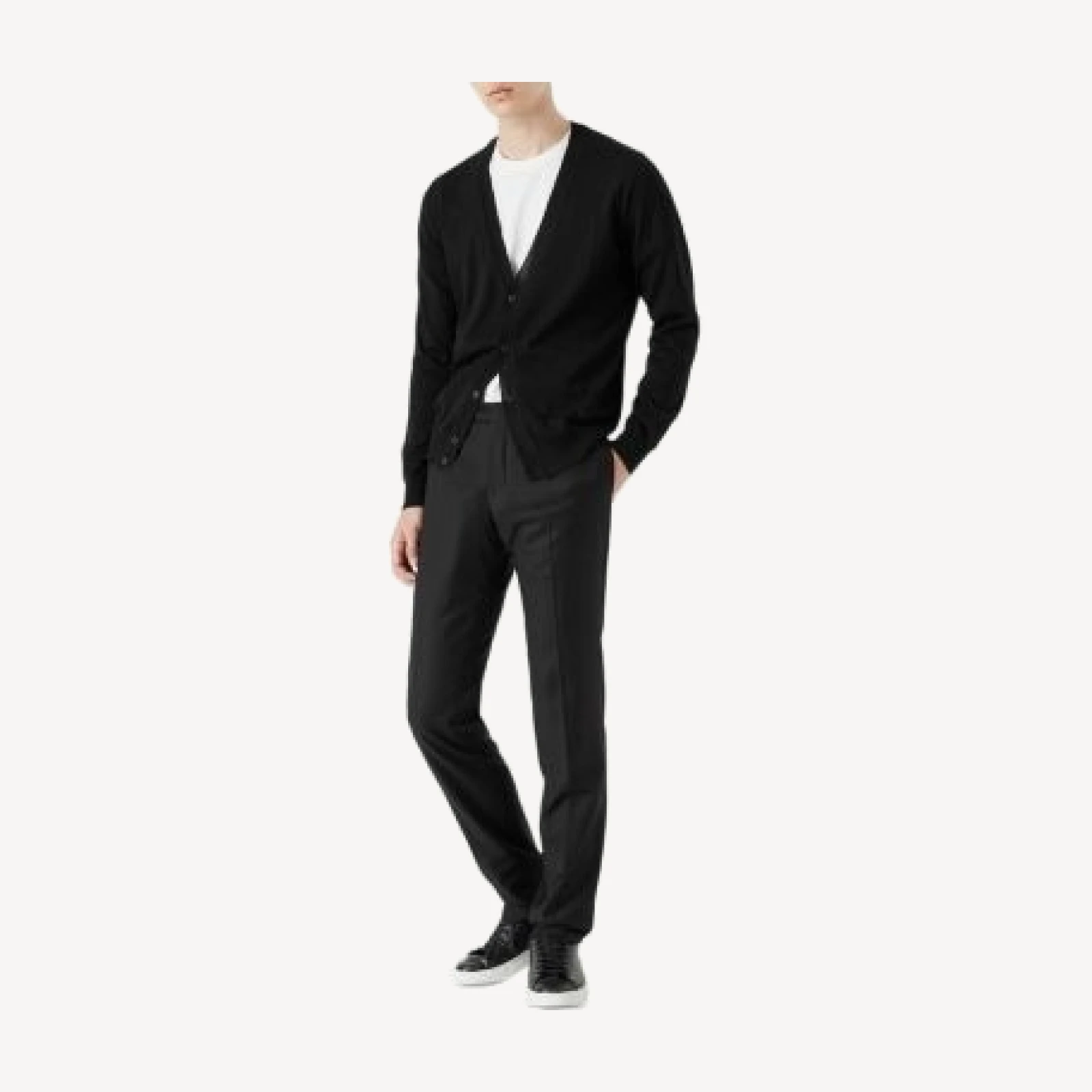 Armani Wool Solid Slim Fit V Neck Cardigan