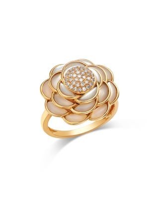 Bloomingdale's Fine Collection Mother of Pearl & Diamond Flower Ring in 14K Yellow Gold