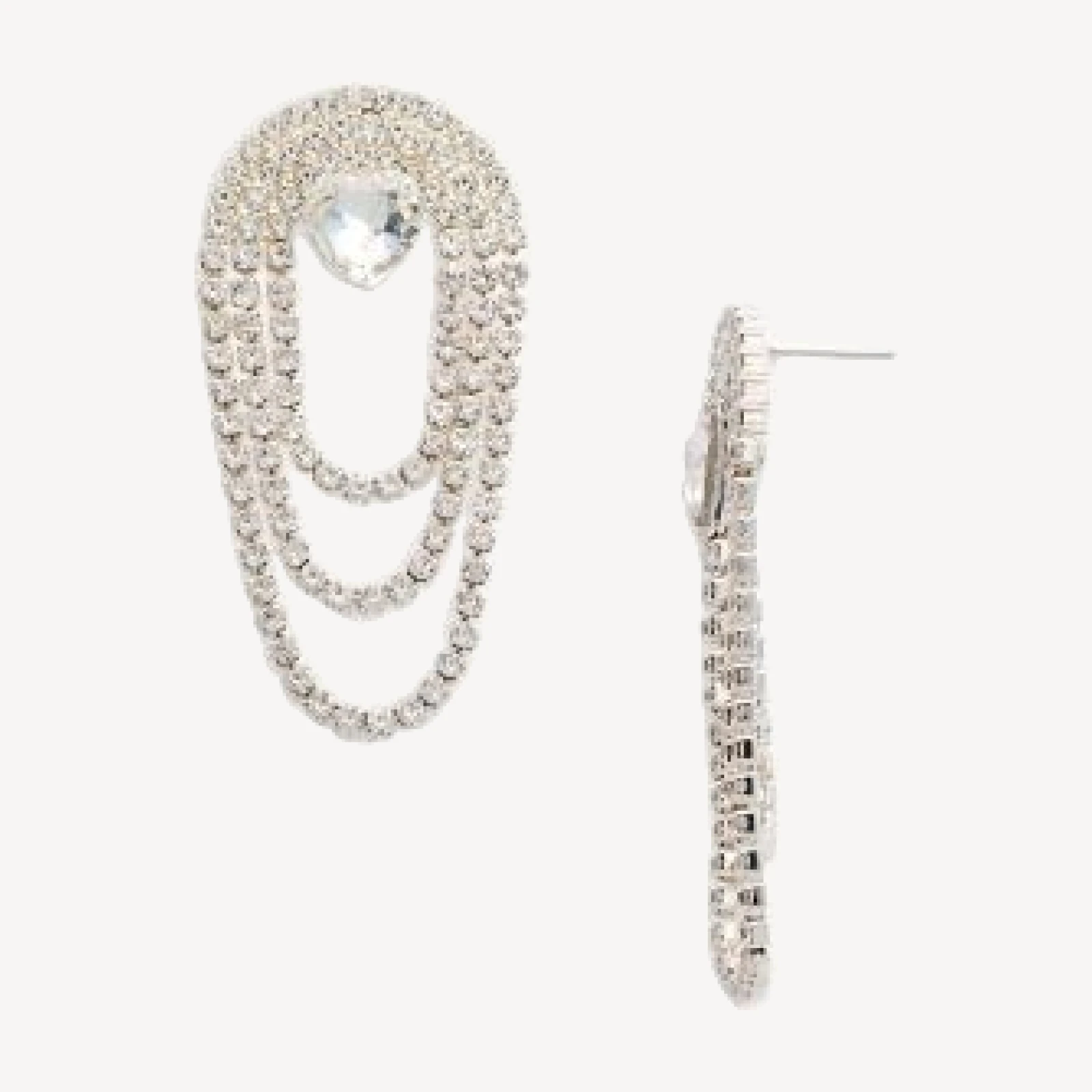 Aqua Salvo Heart Rhinestone Drop Earrings - Exclusive
