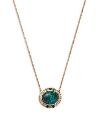 Bloomingdale's Fine Collection Azurite, Blue Sapphire, Tsavorite & Diamond Pendant Necklace, 16-18