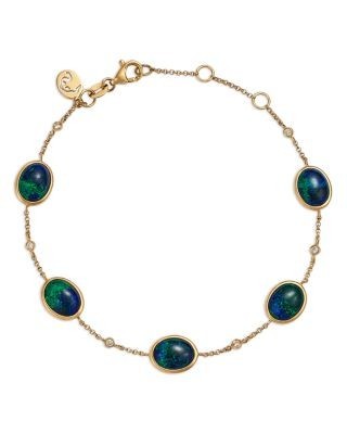 Bloomingdale's Fine Collection Azurite & Diamond Bezel Chain Bracelet in 14K Yellow Gold