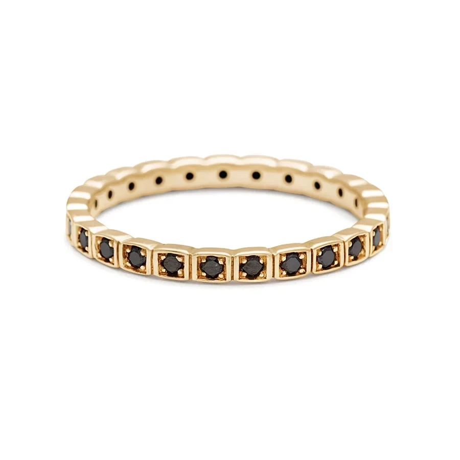 Wheat Eternity Band - 14k Gold & Black Diamonds