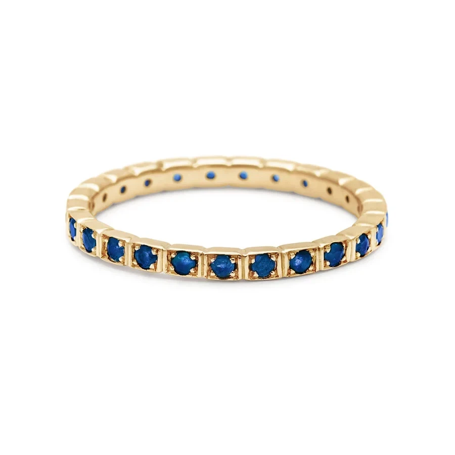 Wheat Eternity Band - 14k Gold & Blue Sapphire