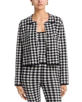 Aqua Gingham Knit Jacket - Exclusive