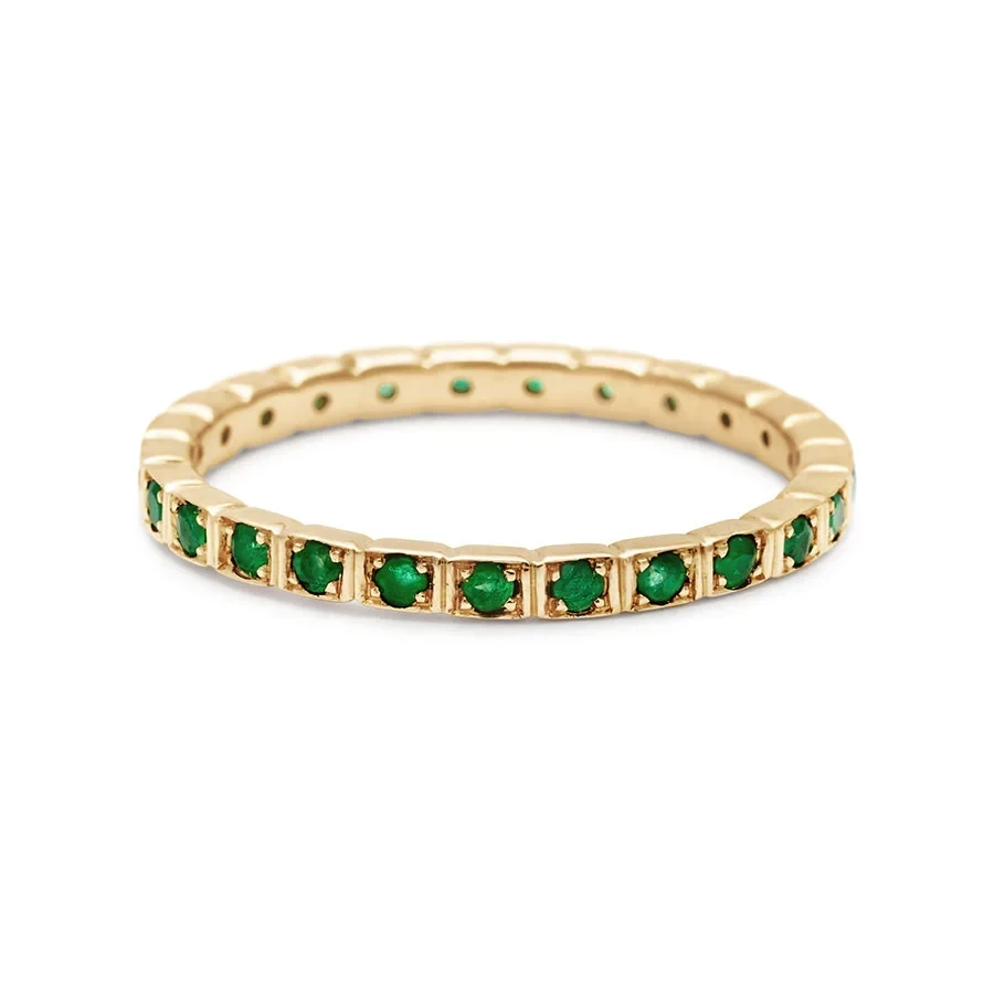 Wheat Eternity Band - 14k Gold & Emerald