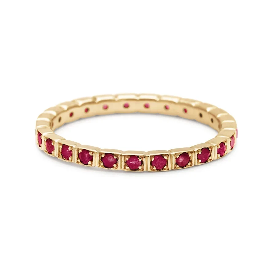Wheat Eternity Band - 14k Gold & Ruby