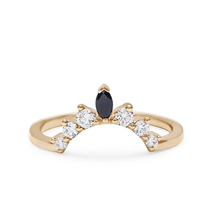 Marquise Tiara Band - 14k Gold & Black Diamond