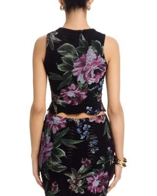Aqua Floral Sweater Knit Tank Top - Exclusive