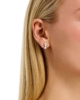 Bloomingdale's Fine Collection Spring Pearl Freshwater Pearl & Diamond Earrings in 14K White Gold