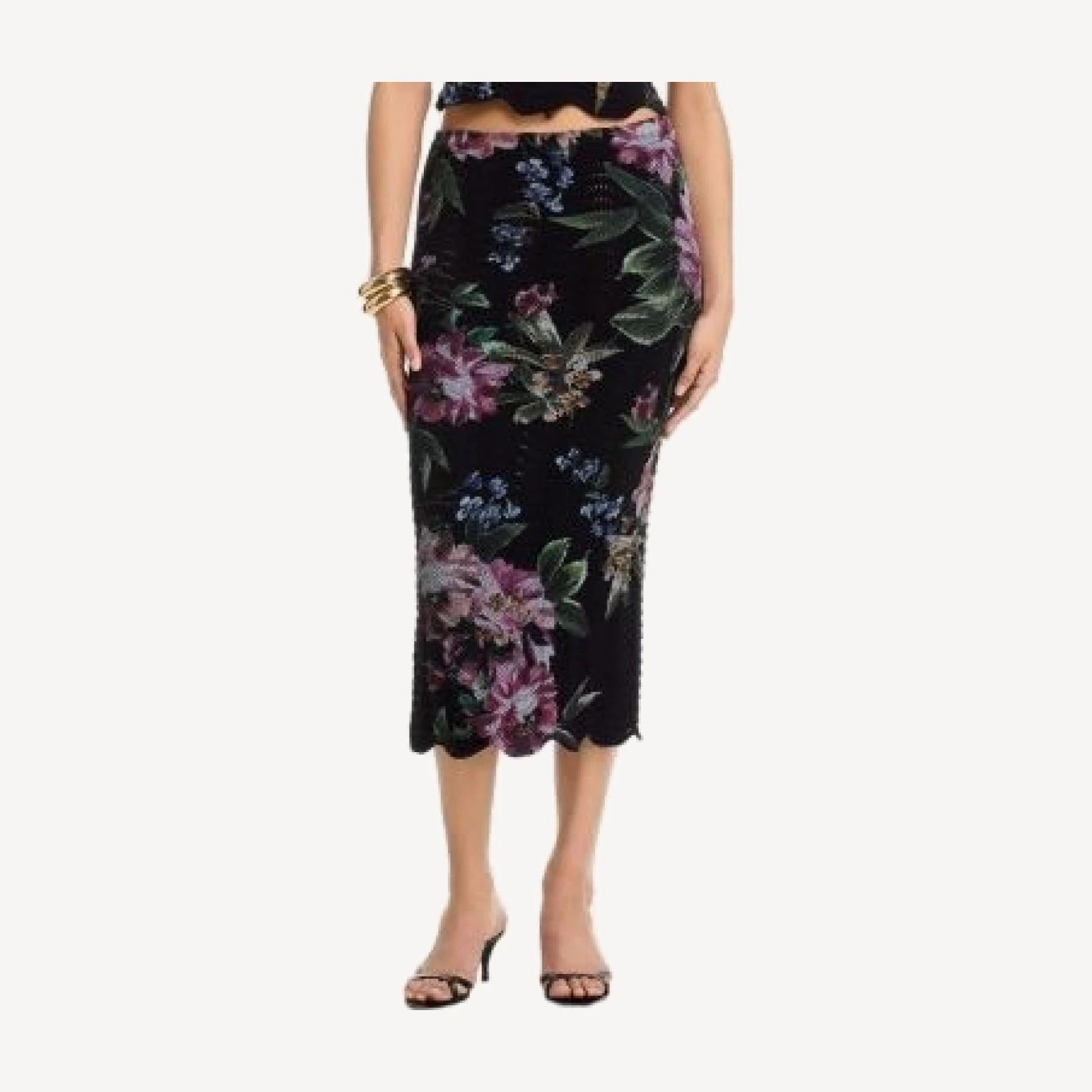 Aqua Floral Sweater Knit Midi Skirt - Exclusive
