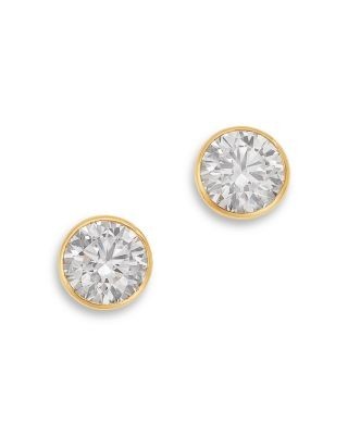 Bloomingdale's Fine Collection Luxe Collection Certified Lab Grown Diamond Bezel Stud Earrings in 14K Gold, 2.0 tcw