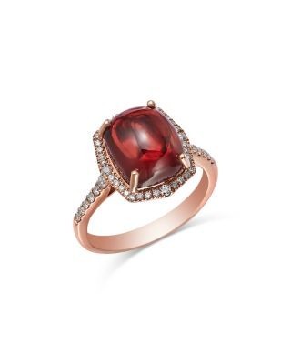 Bloomingdale's Fine Collection Garnet & Diamond Halo Ring in 14K Rose Gold