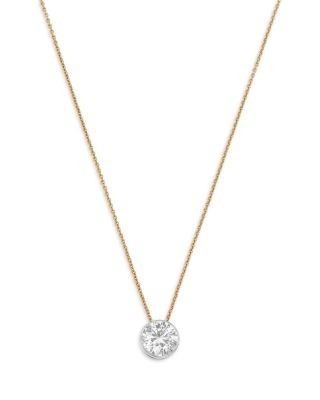 Bloomingdale's Fine Collection Lux Collection Certified Lab Grown Diamond Bezel Solitaire Pendant Necklace in 14K White & Yellow Gold, 2.0 tcw