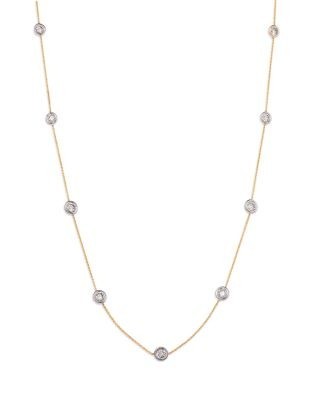 Bloomingdale's Fine Collection Luxe Collection Certified Lab Grown Diamond by the Yard Bezel Station Necklace in 14K White & Yellow Gold, 4.0 tcw