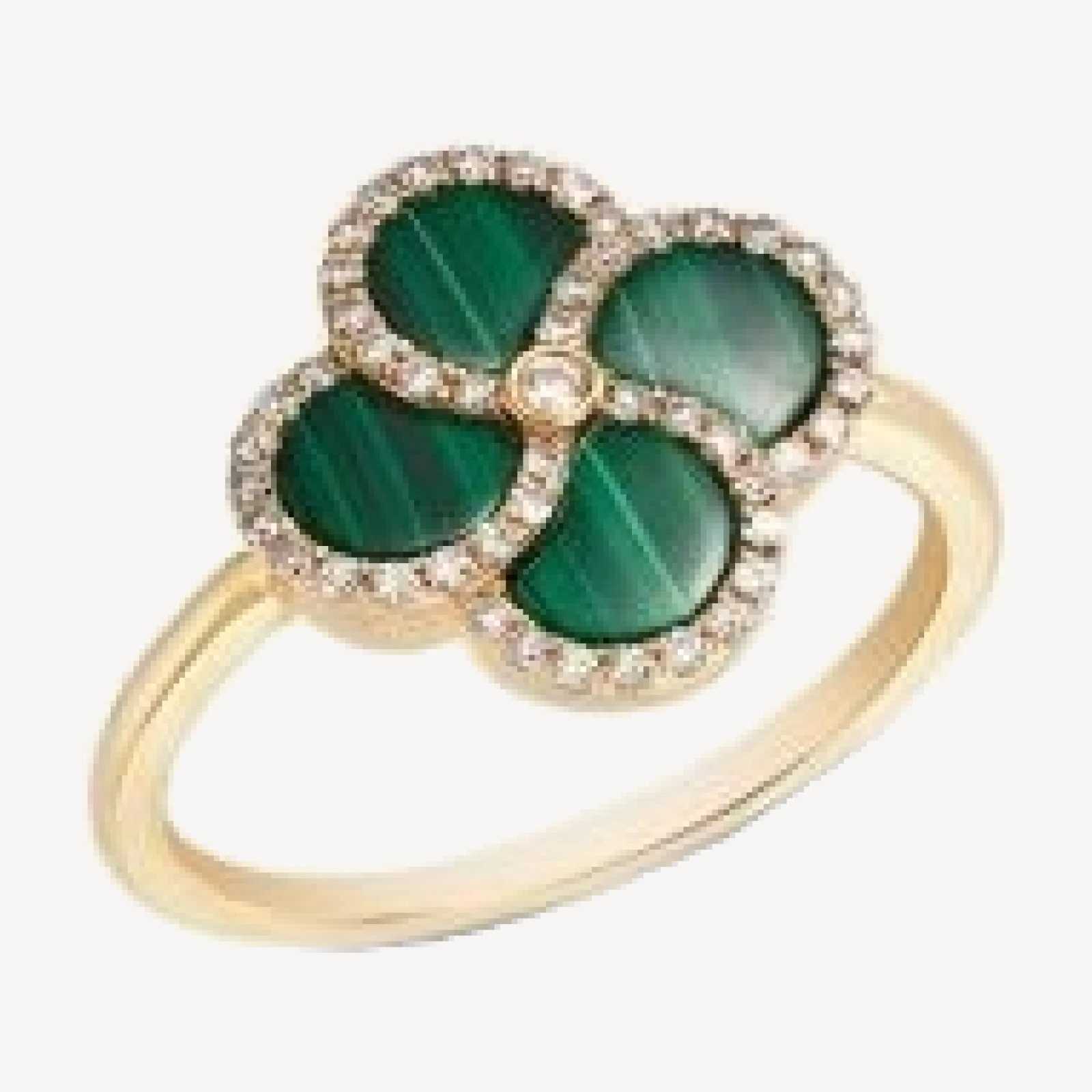 Bloomingdale's Fine Collection Malachite & Diamond Clover Ring in 14K Yellow Gold