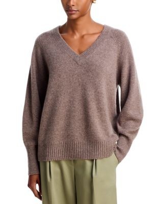 C by Bloomingdale's Cashmere V Neck Raglan Balloon Sleeve Sweater