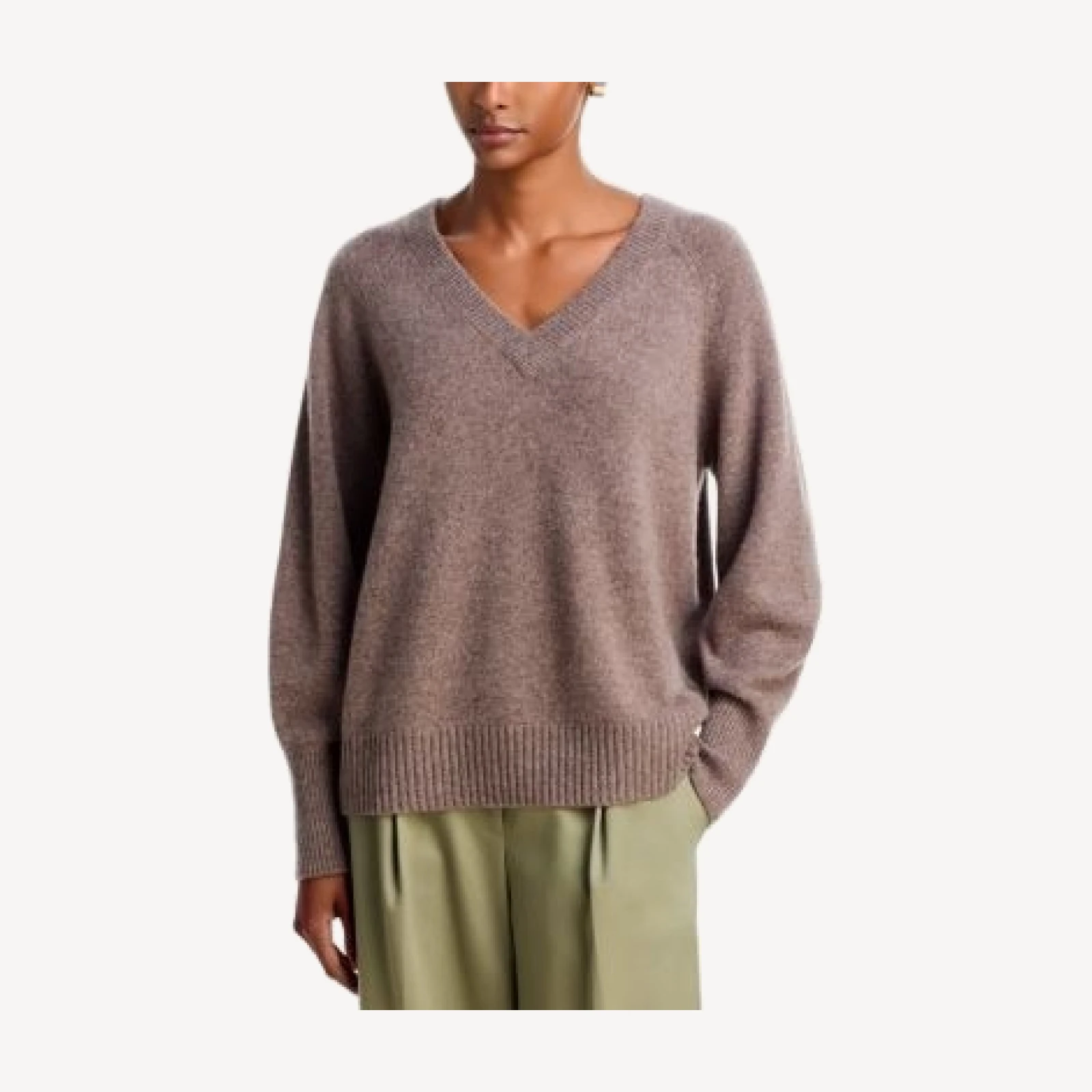 C by Bloomingdale's Cashmere V Neck Raglan Balloon Sleeve Sweater