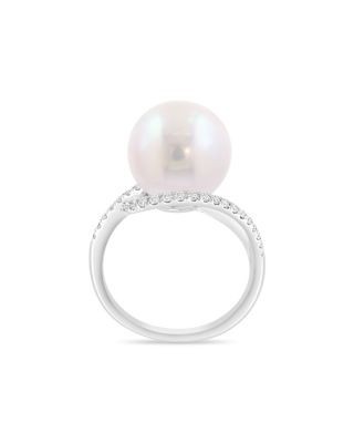 Bloomingdale's Fine Collection Pearl Spring Freshwater Pearl & Diamond Double Row Ring in 14K White Gold