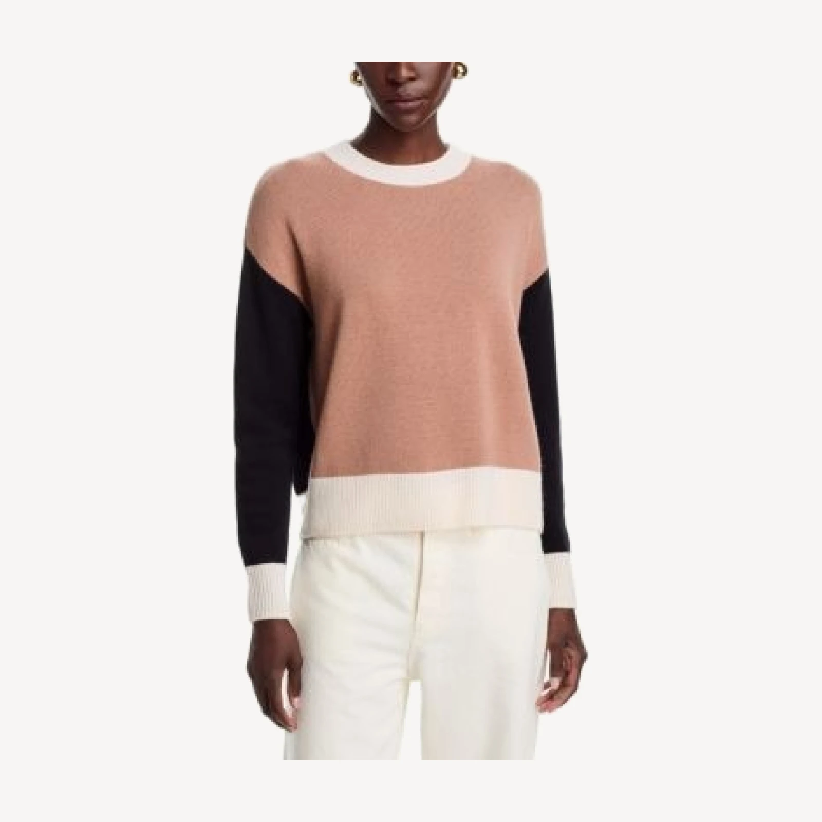 C by Bloomingdale's Cashmere Color Block Drop Shoulder Crewneck Sweater - Exclusive