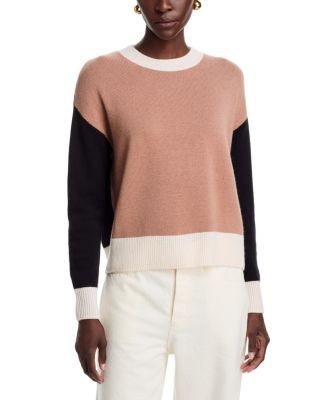 C by Bloomingdale's Cashmere Color Block Drop Shoulder Crewneck Sweater - Exclusive
