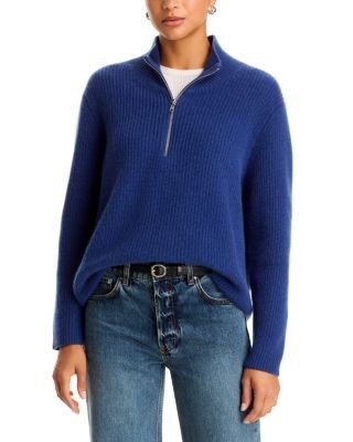 C by Bloomingdale's Cashmere Mock Neck Quarter Zip Sweater - Exclusive