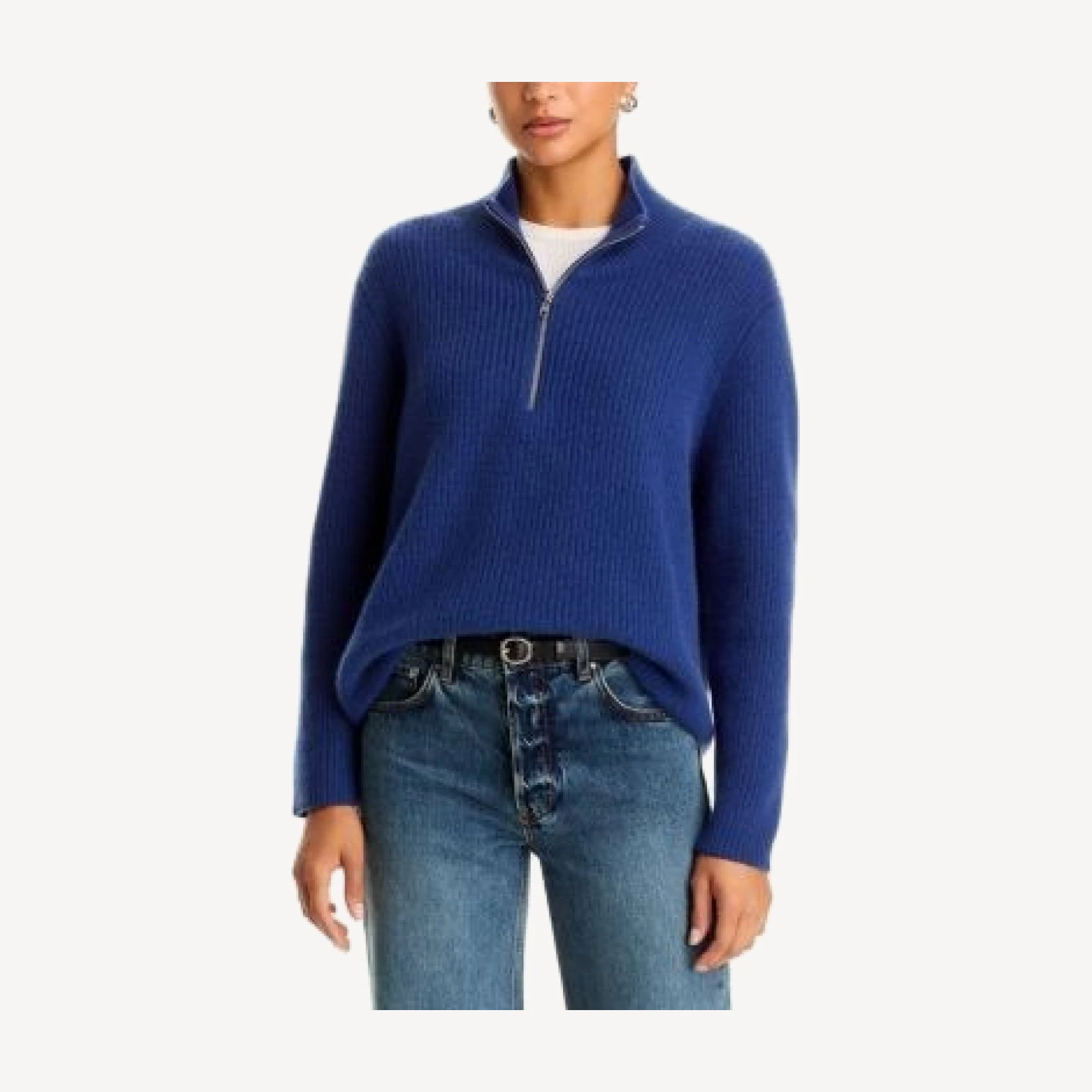 C by Bloomingdale's Cashmere Mock Neck Quarter Zip Sweater - Exclusive