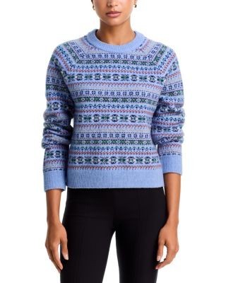 Aqua Fair Isle Raglan Crewneck Sweater - Exclusive