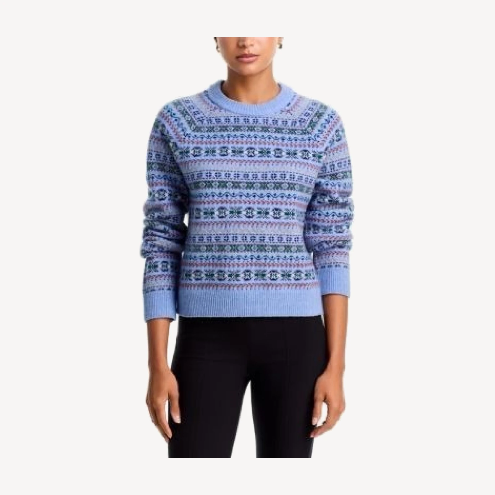 Aqua Fair Isle Raglan Crewneck Sweater - Exclusive