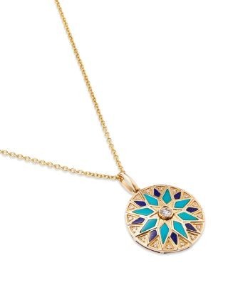 Bloomingdale's Fine Collection Lapis, Lazuli, Turquoise & Diamond Pendant Necklace in 14K Yellow Gold, 18