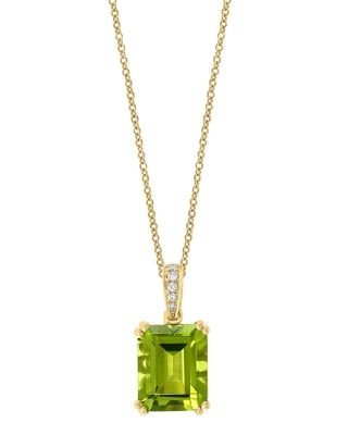 Bloomingdale's Fine Collection Peridot & Diamond Pendant Necklace in 14K Yellow Gold, 16-18
