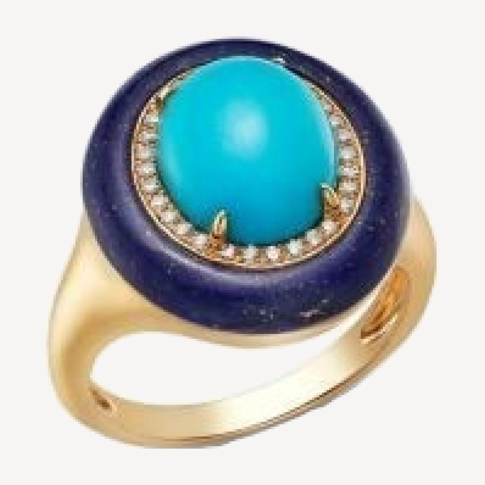 Bloomingdale's Fine Collection Turquoise, Lapis, & Diamond Oval Halo Ring in 14K Yellow Gold
