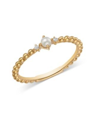 Bloomingdale's Fine Collection Spring Pearl Freshwater Pearl & Diamond Bead Ring in 14K Yellow Gold