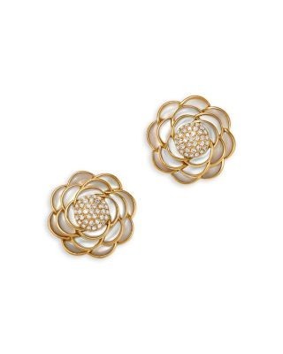Bloomingdale's Fine Collection Mother of Pearl & Diamond Flower Stud Earrings in 14K Yellow Gold
