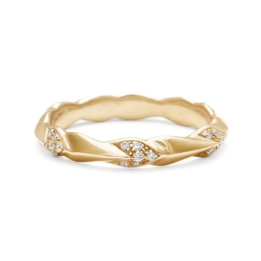 Sheaves Pave Band - 14k Gold & White Diamonds