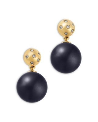 Bloomingdale's Fine Collection Onyx & Diamond Bead Drop Earrings in 14K Yellow Gold