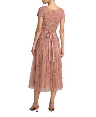 Mac Duggal Floral Embellished Cap Sleeve Midi Dress