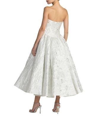 Mac Duggal Brocade Strapless Dropwaist Midi Dress