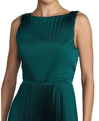 Mac Duggal Sleeveless High Neck Pleated Midi Dress