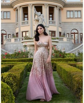 Mac Duggal Strapless Sweetheart Neck Sequin Ombre Gown